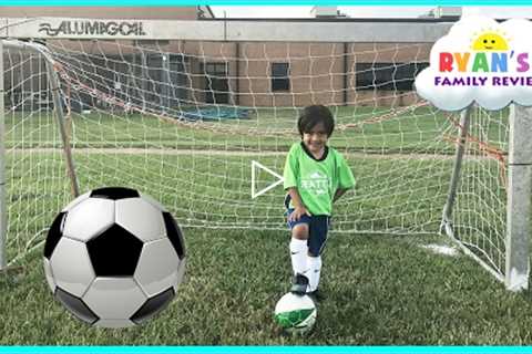 Family Fun Kids Outdoor Activities! Ryan First Soccer Practice and First Game Highlights!