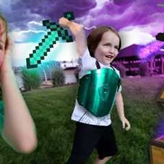 ADLEY & NiKO play MiNECRAFT in Real Life!! Saving Niko''s 5th Birthday Party from an Ender..