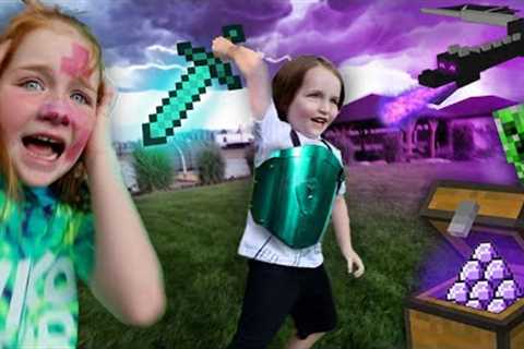 ADLEY & NiKO play MiNECRAFT in Real Life!! Saving Niko''s 5th Birthday Party from an Ender..